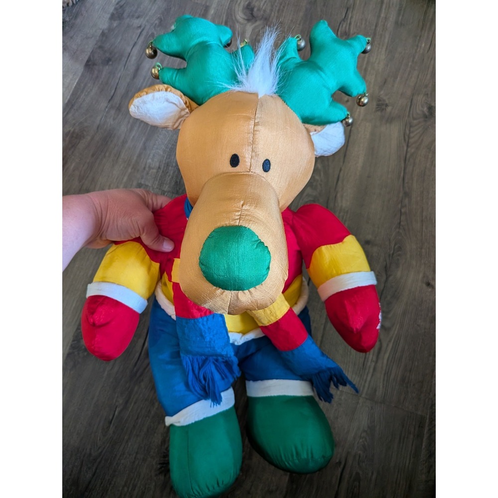 VTG Reindeer‎ 80's Christmas Puffalump Bells Holiday Decor Stuff Plush